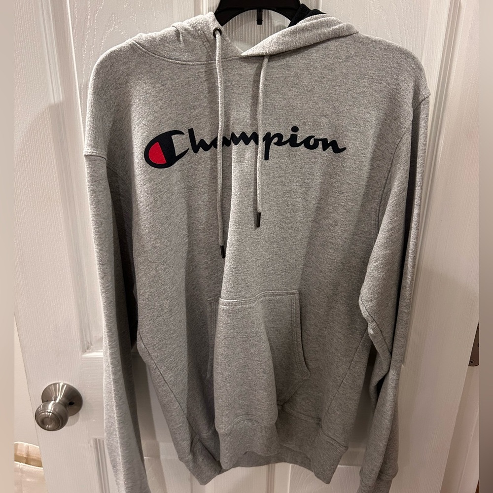 Champion. Women’s small, gray hoodie.